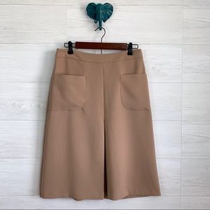 Miss Selfridge Camel Tan Pocket Front Slit Skirt